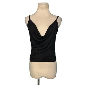 PrettyLittleThings black strappy cowl neck cami top size 2